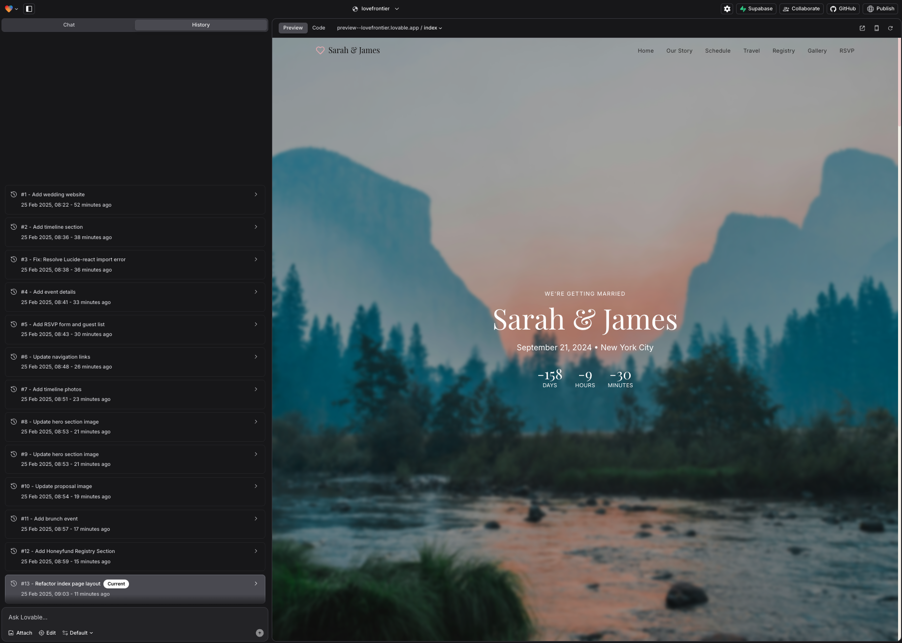 Wedding website builder